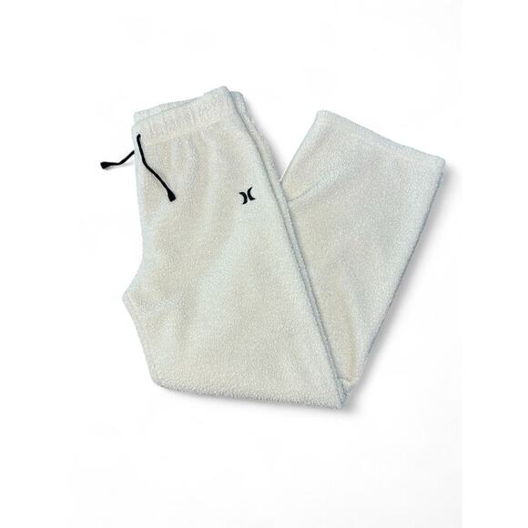 Hurley White Sherpa Straight Legged Sweatpants Embroidered Logo Kids XL - Picture 1 of 6